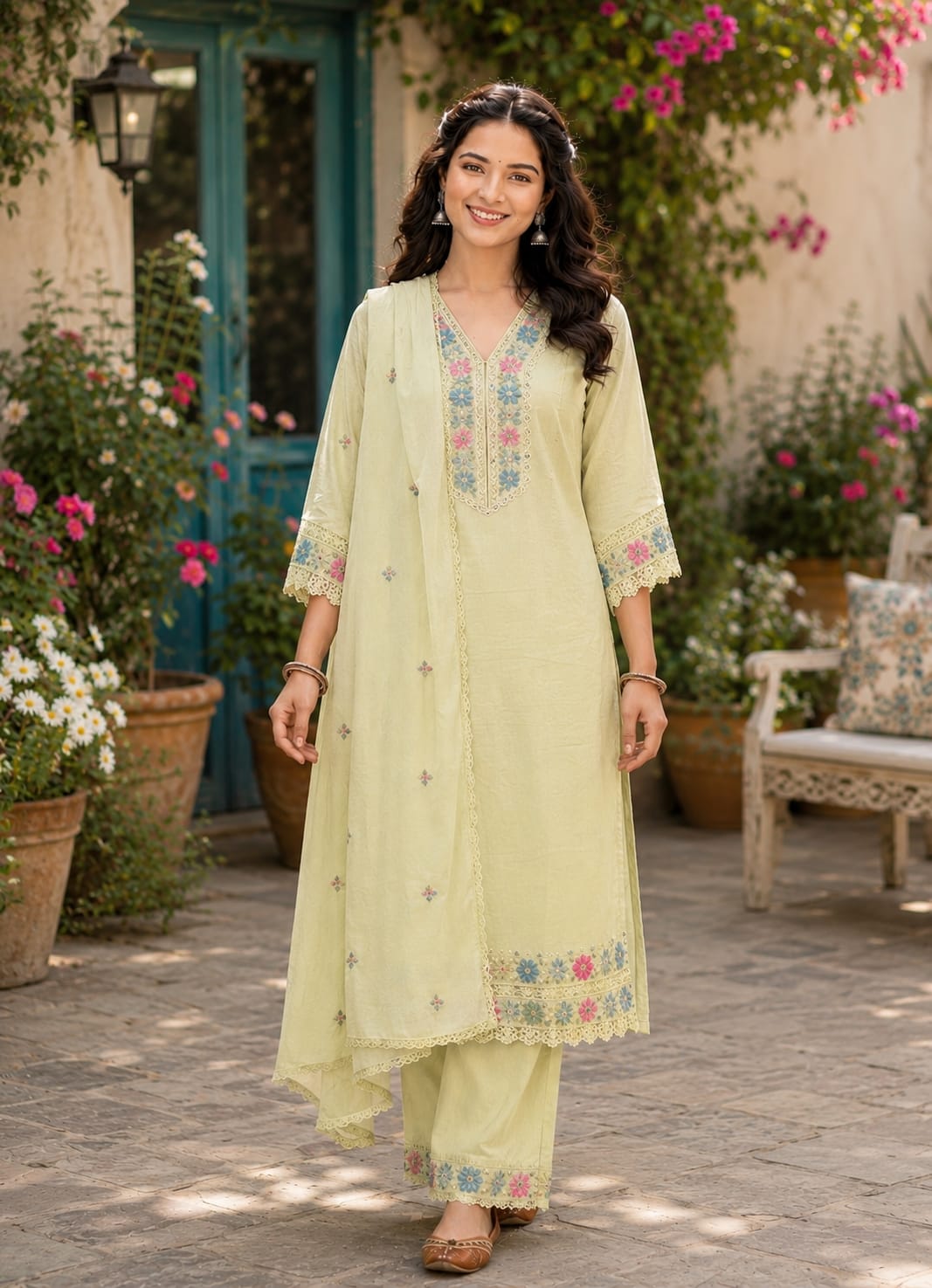 Mint-Pistachio Green Embroidered Suit   Now @ RS 2195 only.