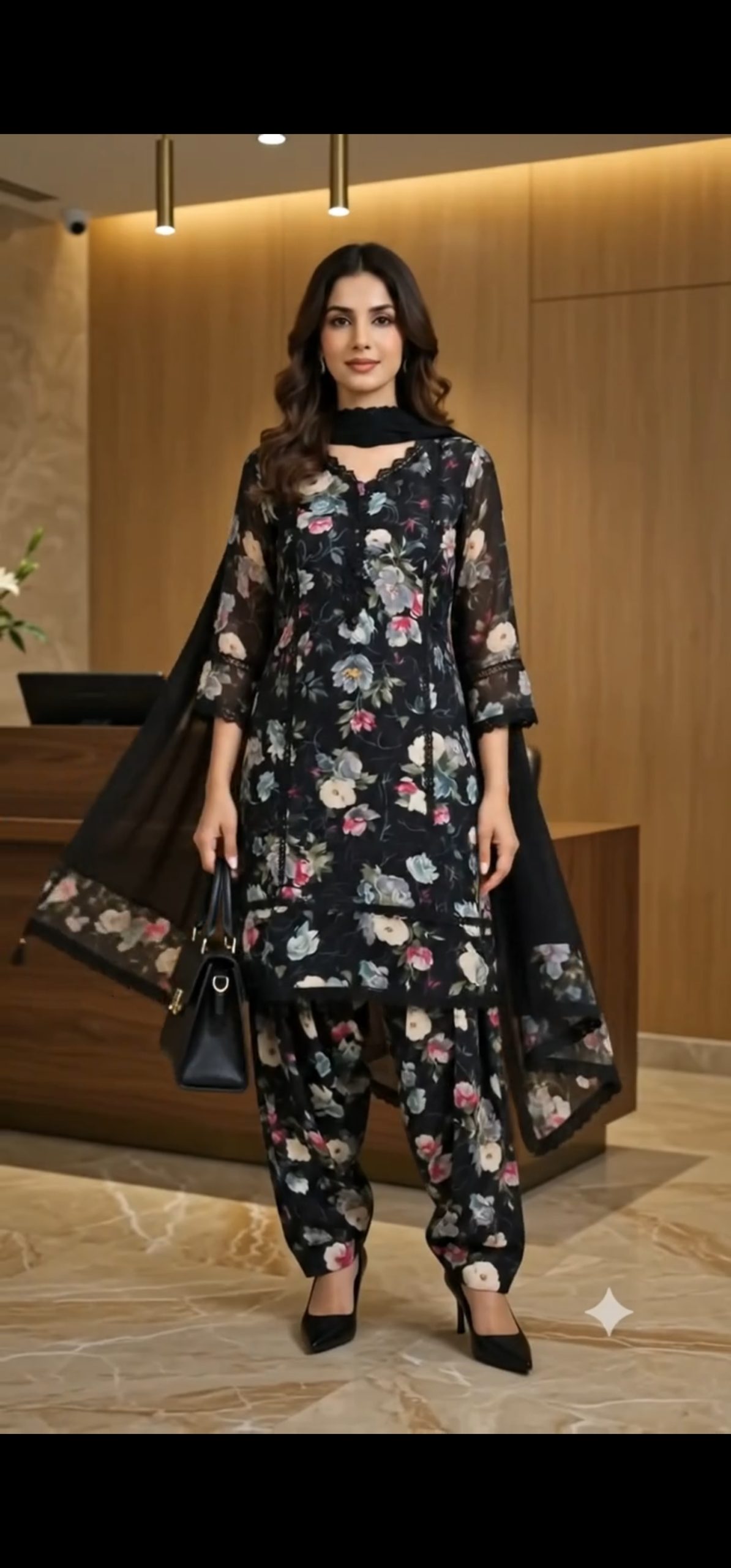 Black Elegant Farshi Salwar Suit